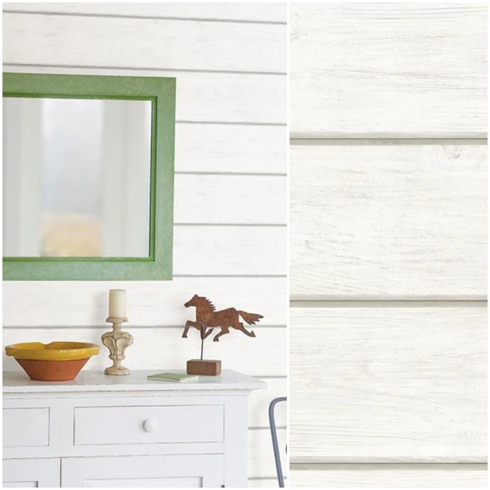 Wallpaper Cassidy White Shiplap Wood Planks